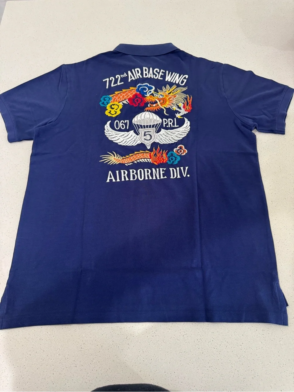 NWT Polo Ralph Lauren Tiger Embroidered Polo Shirt Dark Cobalt XL Custom Slim